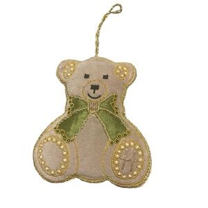 Royal Collection Trust Ornament Christmas Bear “H” RARE Beaded Gold Embroidery